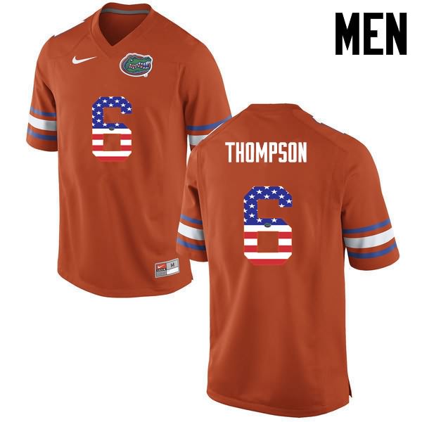 NCAA Florida Gators Deonte Thompson Men's #6 USA Flag Fashion Nike Orange Stitched Authentic College Football Jersey UAA4064UG